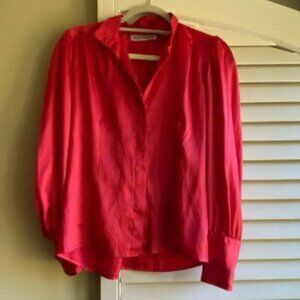 Vintage 1970s Diane Von Furstenberg Studio 54 Red Button Down blouse Disco 8